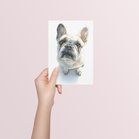 Watercolor French Bulldog Pet Portrait Wall Art Print Poster Unframed - Cute Dog - Picture 5 of 6